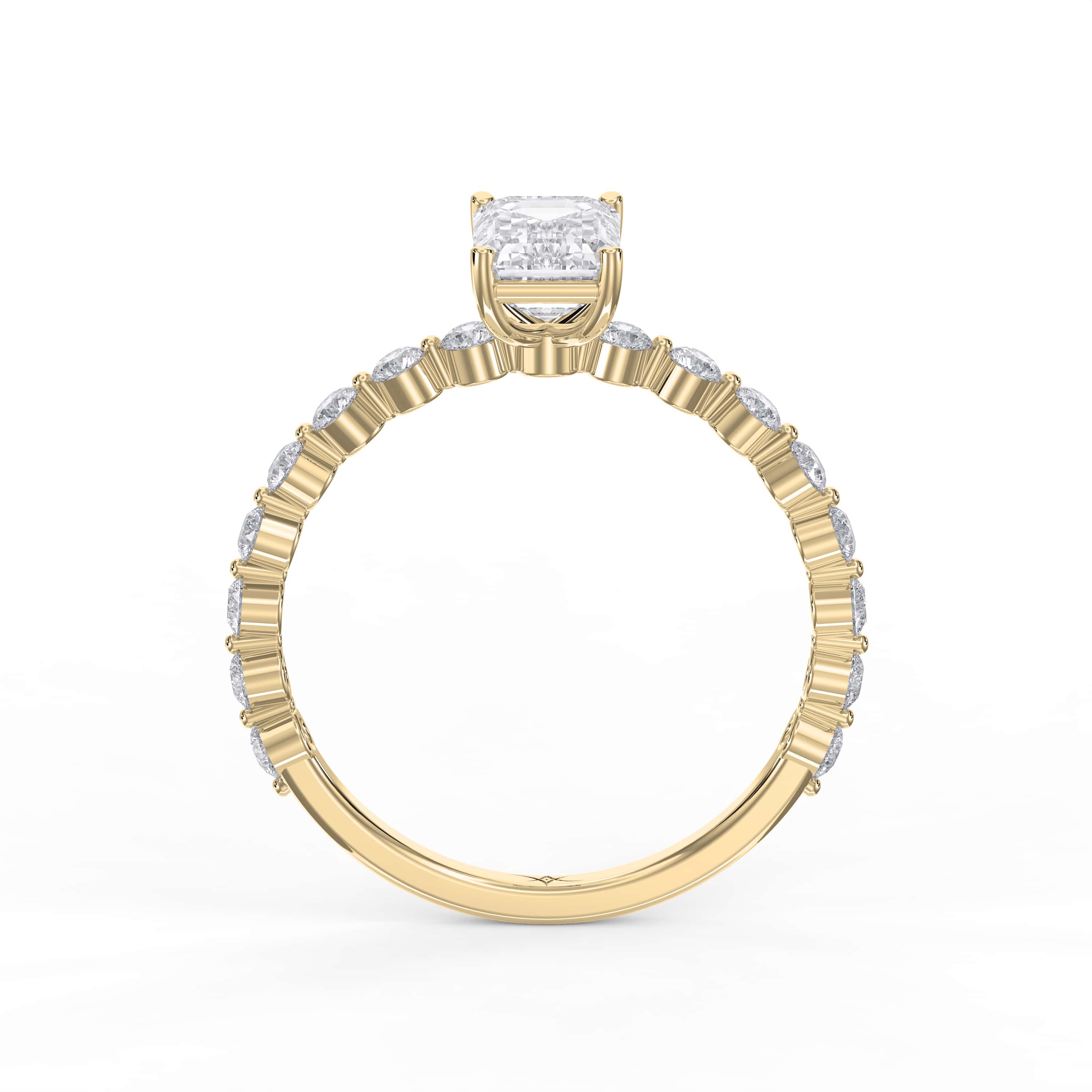 Four-Prong Diamond Engagement Ring with Round Brilliant Band Choose Lab-Grown or Natural Center Diamond
