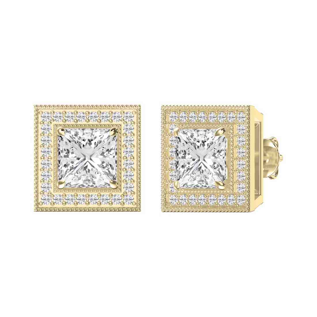 Lab Grown Diamond Princess & Round Diamond Heritage Earrings